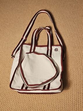A11N Canvas Pickleball Tote Bag Burgandy And White